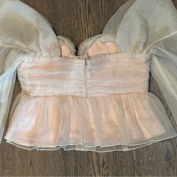 House of Harlow 1960 X REVOLVE Burna Blouse Cream Sz M Romantic Flouncy Coquette - Picture 9 of 16
